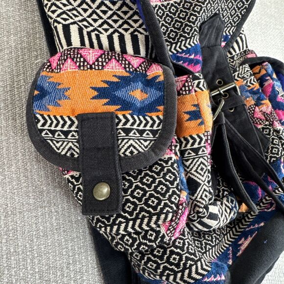 Colorful Southwestern Baja Backpack Beach Purse Hippie Boho Serape Medium Bag - Picture 8 of 9